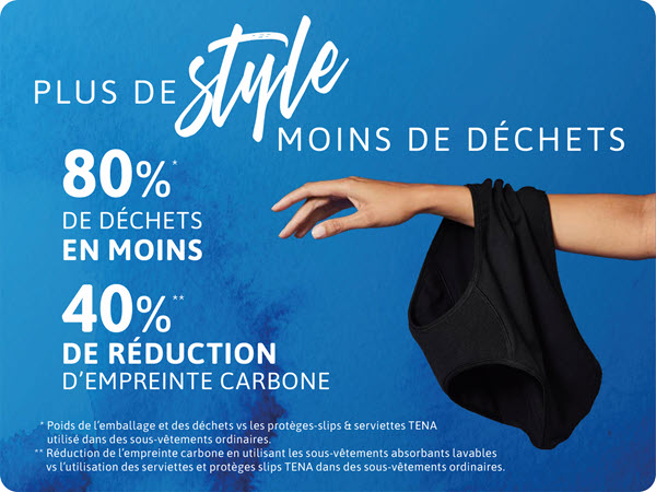 Les sous-vêtements absorbants lavables TENA  Les sous-vêtements absorbants lavables TENA